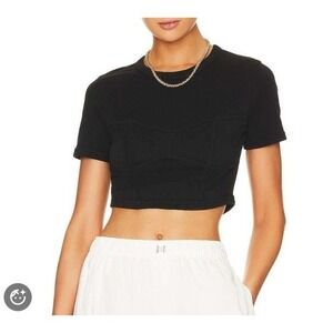 A.L.C. Womens Wren Tee Cropped Top In Black Size Medium